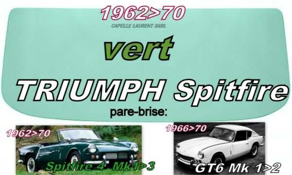 Pare-brise teinté vert TRIUMPH SPITFIRE MK1/2/3 - 1962/70- GT6 MK1/2 - 1966/70