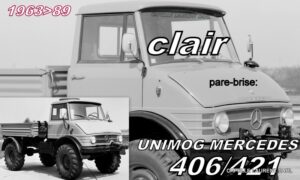 Pare-brise clair UNIMOG MERCEDES U406/U421 - 1963/89