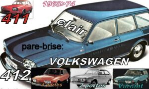 Pare-brise clair VOLKSWAGEN 411/412 type 4 - 1968/74
