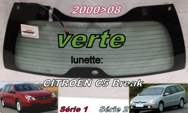 Lunette teintée verte CITROEN C5 BREAK - 2000/08