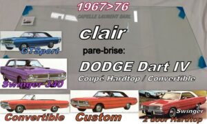 Pare-brise clair DODGE DART 4 2D HARDTOP(1967/76) CABRIOLET(1967/69)