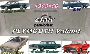Pare-brise clair PLYMOUTH VALIANT 2 D HT/2/4D SD/CAB/SW - 1963/65