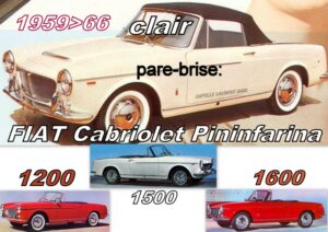 Pare-brise clair FIAT CABRIOLET PININFARINA - 1959/66