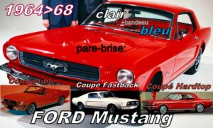 Pare-brise clair +bandeau bleu FORD MUSTANG - 1964/68