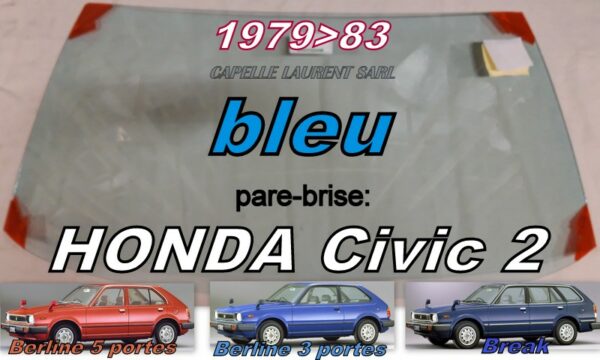 Pare-brise teinté bleu HONDA CIVIC 2 - 1979/83