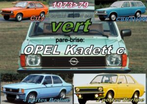 Pare-brise teinté vert OPEL KADETT C Berline & City - 1973/79