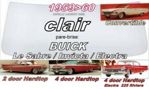 Pare-brise clair BUICK LESABRE/INVICTA/ELECTRA - 2/4D HARDTOP/CABRIOLET - 1959/60