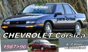 CHEVROLET CORSICA pare-brise teinté vert +bandeau bleu - 1987/96