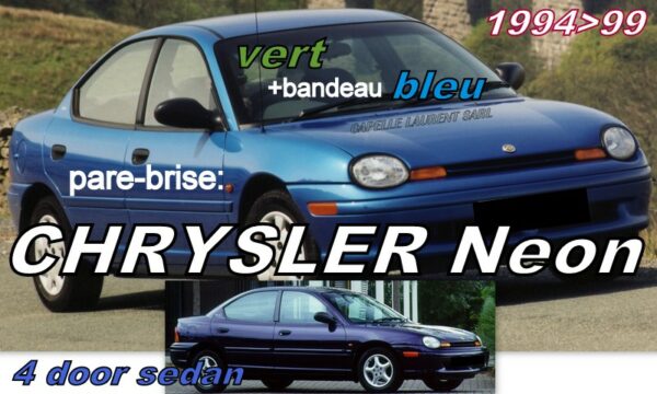 CHRYSLER NEON pare-brise teinté vert +bandeau bleu - 1994/99