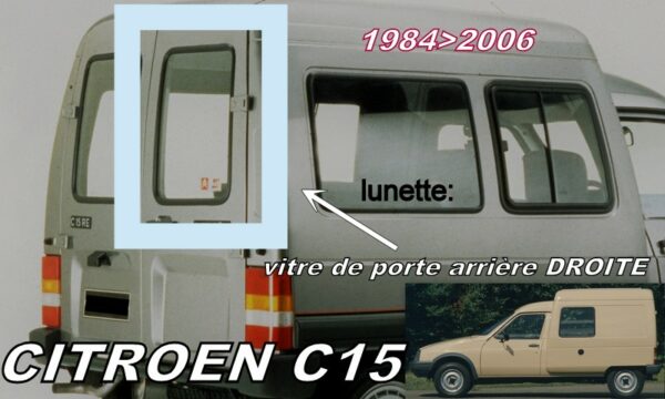 CITROEN C15 lunette droite claire - 1984/2006