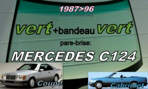 MERCEDES C124/A124 pare-brise teinté vert +bandeau vert  - 1987/97