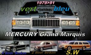 MERCURY GRAND MARQUIS pare-brise teinté vert +bandeau bleu - 1979/91