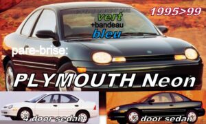PLYMOUTH NEON pare-brise teinté vert +bandeau bleu - 1995/99