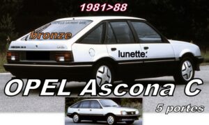 OPEL ASCONA C - 5 portes lunette teintée bronze - 1981/88