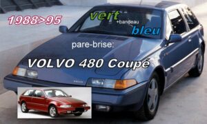 VOLVO 480 Coupé pare-brise teinté vert +bandeau bleu - 1988/95