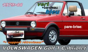 VOLKSWAGEN GOLF 1 CABRIOLET pare-brise teinté vert +bandeau bleu - 1979/88