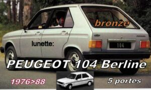 PEUGEOT 104 BERLINE 5P lunette teintée bronze - 1976/88