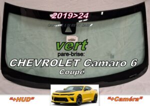 CHEVROLET CAMARO 6 Coupé pare-brise teinté vert- 2019/24 +2 capteurs
