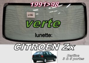 CITROEN ZX BERLINE lunette teintée verte - 1991/98