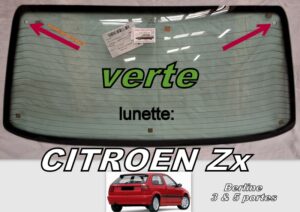 CITROEN ZX BERLINE lunette teintée verte - 1991/98 +becquet