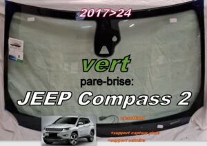 JEEP COMPASS 2 pare-brise teinté vert - 2017/24 chauffant +support x2