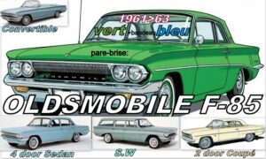 OLDSMOBILE F-85 pare-brise teinté vert +bandeau bleu - 1961/63