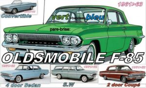 OLDSMOBILE F-85 pare-brise teinté vert +bandeau bleu - 1961/63