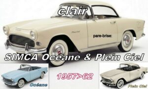 SIMCA OCEANE & PLEIN CIEL pare-brise clair - 1957/62