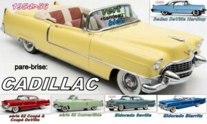 Pare-brise teinté vert +bandeau bleu CADILLAC HARDTOP/CABRIOLET - 1954/56