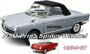 NSU PRINZ SPIDER pare-brise teinté vert +bandeau vert - 1964/67